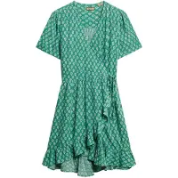 Superdry Printed Mini Wrap Kort Ermet Kort Kjole