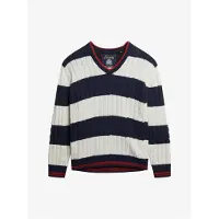 Superdry for woman. W6110703A Stripe Oversized jumper white (M), Casual, Cotton, Long sleeve