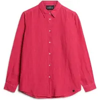 Superdry for woman. W4010415A Casual linen shirt with pink boyfriend fit (M), Long sleeve