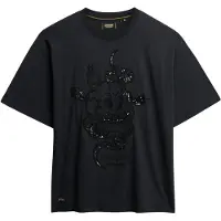 Superdry for woman. W1011764A Tattoo T-shirt black (M), Casual, Cotton, 3/4 Sleeve