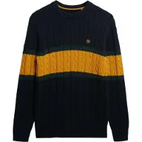 Superdry for man. M6110710A Navy Blue Cotton Stripe Cable-Knit Jumper (XXL), Casual
