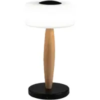 FABAS LUCE Elea LED-bordlampe, svart, høyde 29 cm, glass, tre