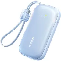 Baseus EnerFill FC21 Qpow 3 Ultra 10 000 mAh 45 W powerbank med avtakbar USB-C–Lightning-kabel – blå