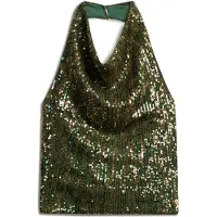 Superdry Cowl Halter Sequin Ermeløs Bluse