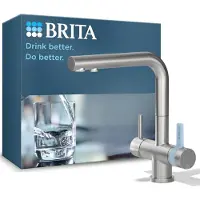 Brita Rustfritt Stål 3-veis System Rektangulært Kjøkkenbatteri Med Integrert P1000-filtrering