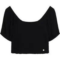 Superdry for woman. W6011857A Black smocked woven top (XS), Casual, Viscose, Short sleeve