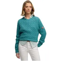Superdry for woman. W6110610A Turquoise Slouchy Cable-Knit Jumper (L), Casual, Fabric