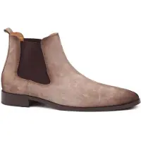 Suitable Chelsea Boot i Semsket Skinn, Beige Taupe Størrelse