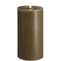 Moods & More LED-blokklys i dark sand med smelte­effekt – Ø 7,4 cm x H 15 cm