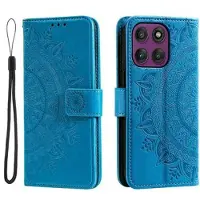 Mtp Products Motorola Moto G37 Power Mandala Lommebok-deksel med håndleddsstropp - blå
