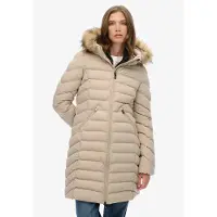 Superdry for woman. W5011999A Fuji Faux beige coat (M), Casual, Recycled Polister, Sustainable