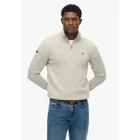 Superdry for man. M6110706A Gray zip-up sweater with mandarin collar (M), Beige, Casual, Cotton, Long sleeve