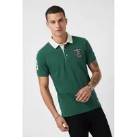 Superdry for man. M1110469A Vintage Pique Rugby green polo shirt (M), Casual, Cotton, Short sleeve