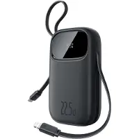 Baseus EnerFill FC31 10000mAh 22.5W Powerbank with Digital Display and 2 Built-in Cables (USB-C + Lightning) - Black - 10000 mAh