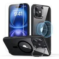 ESR Classic Hybrid Kickstand Halolock MagSafe-etui-sett + herdet glass for iPhone 16 - Svart