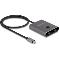 DeLOCK Switch 2 to 1 - Hub - toveis, 8K, 10 Gbps - 2 x USB-C (Power Delivery) - stasjonær