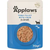 Applaws Økonomipakke Cat Natural i buljong 48 x 70 g - Tunfiskfilet med krabbe