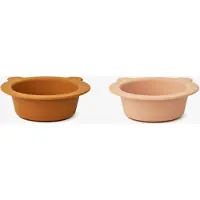 Liewood Skål m. Sugekopp - 2-pack - Silikon - Peony - Mustard/To - - OneSize - Skål