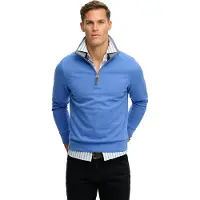 Superdry for man. M2014535A Essential Pique Half Zip blue sweatshirt (S), Casual, Cotton