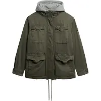 Superdry for woman. W5011935A Hood Borg Military green jumper (XS), Casual, Cotton