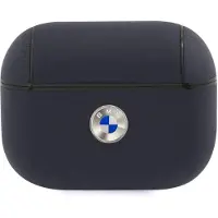 BMW AirPods Pro-etui i ekte lær med sølvlogo - marineblå