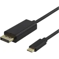 Deltaco USB-C til DisplayPort-kabel, 4K 60Hz, 1m, svart