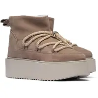 INUIKII for woman. 1001.006.0012 Beige Classic Low Platform Leather Boots (37), 3 to 5 cm, Laces, Casual
