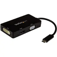 StarTech.com Startech 4K USB C to HDMI, VGA & DVI Multi Port Video Display Adapter for Mac / Windows Laptop & Monitor (CDPVGDVHDBP) - Video adapter - USB-C hann til HD-15 (VGA), DVI-I, HDMI hunn - 15 cm - svart -