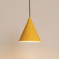 Aldex Hengelampe, sennepsgul, metall, Ø 24 cm, kjegleformet, E27