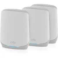 Netgear Orbi RBK763S - Wi-Fi-system - (ruter, 2 utvidere) - inntil 7500 kvadratfot - maske 1GbE - Wi-Fi 6 - Trippelbånd