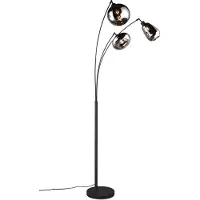 TRIO Lumina gulvlampe, 3-lys, svart/krom, glass