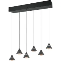 TRIO LED-hengelampe Romeo, lengde 75 cm, svart, metall, 6 lyskilder