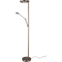 TRIO LED-uplight Barrie med leselampe i gammel messing