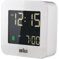 Braun BC08, Digital vekkerklokke, firkant, Hvit, 12/24h, LCD, Batteri