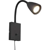 TRIO Vegglampe Wanda med støpsel, matt svart