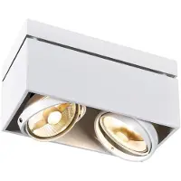 SLV Kardamod taklampe, hvit, stål, lengde 31,5 cm, 2 lyskilder.