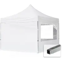 TOOLPORT 3x3 m aluminium, pop up partytelt, 4 sidepaneler, hvit