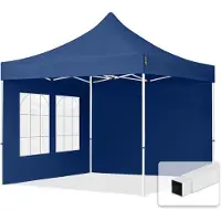 TOOLPORT 3x3 m stål, pop up partytelt, 2 sidepaneler, mørkeblå