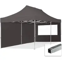 TOOLPORT 3x6 m aluminium, pop up partytelt, 2 sidepaneler, mørkegrå