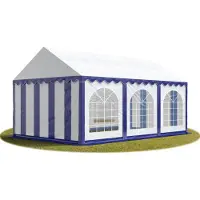 Sonstiges 4x6 m partytelt, PVC-presenning, blå-hvit, med bunnramme