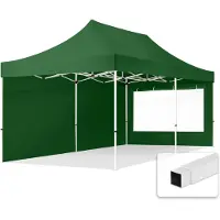 TOOLPORT 3x6 m stål, pop up partytelt, 2 sidepaneler, mørkegrønn