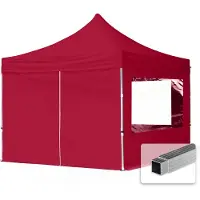 TOOLPORT 3x3 m aluminium, pop up partytelt, 4 sidepaneler, rød