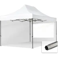 TOOLPORT 3x4,5 m stål, pop up partytelt, 2 sidepaneler, hvit