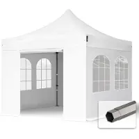 TOOLPORT 3x3 m stål, pop up partytelt, 4 sidepaneler, hvit