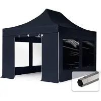 TOOLPORT 3x4,5 m stål, pop up partytelt, 4 sidepaneler, svart