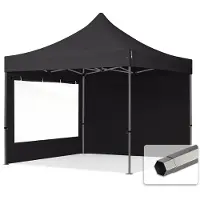 TOOLPORT 3x3 m stål, pop up partytelt, 2 sidepaneler, svart