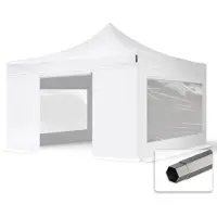 TOOLPORT 4x4 m stål, pop up partytelt, 4 sidepaneler, hvit