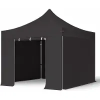 TOOLPORT 3x3 m aluminium, pop up partytelt, 4 sidepaneler, svart