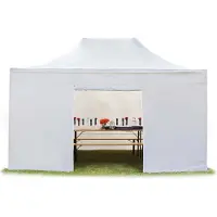 TOOLPORT 3x4,5 m stål, pop up partytelt, 4 sidepaneler, hvit
