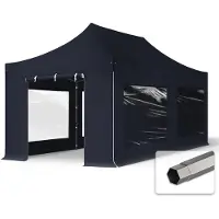 TOOLPORT 3x6 m stål, pop up partytelt, 4 sidepaneler, svart
